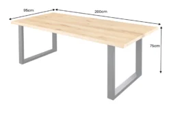 Massiver Esstisch WILD OAK 200cm natur schwarz Wildeiche Baumkante Metall U-Gestell