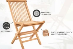 Massiver Gartenstuhl EMPIRE TEAK Teakholz klappbar Hochlehner wetterfest
