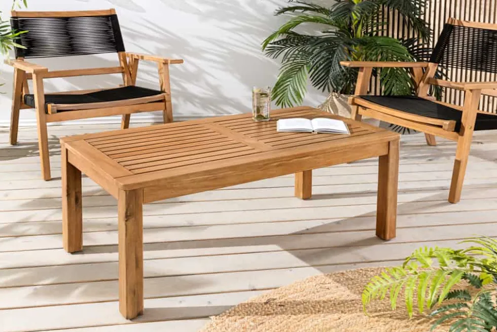 Massiver Gartentisch BALI 100cm Akazienholz wetterfest Outdoor-Loungetisch