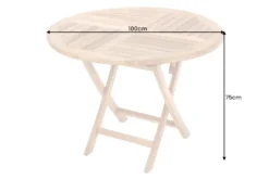 Massiver Gartentisch EMPIRE TEAK 100cm natur Teakholz rund klappbar Outdoor Balkontisch