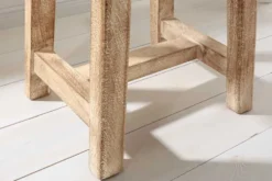 Massiver Hocker FINCA 45cm beige Mangoholz Handarbeit Boho Shabby Chic