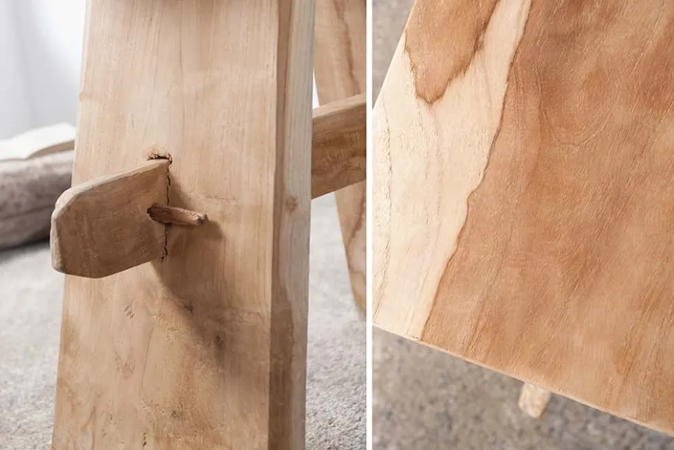 Massiver Hocker ZEN 40cm Teakholz Beistelltisch