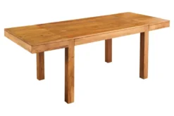 Massiver Holz Esstisch PURE 120-200cm natur honey finish Akazie mit Ansteckplatten