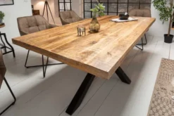 Massiver Industrial Esstisch GALAXIE 200cm Mangoholz sternenförmiges Gestell