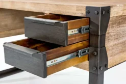 Massiver Industrial Schreibtisch FACTORY 135cm Akazie weiß gekälkt