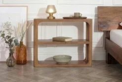 Massiver Konsolentisch ELEMENTS 90cm braun honey finish Mangoholz Regal
