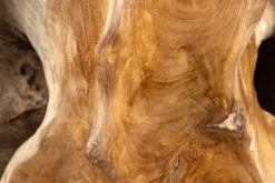 Massiver Konsolentisch ROOT 150cm natur Teak Massivholz aus Wurzelholz Glasplatte