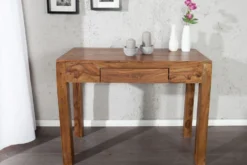Massiver Sekretär MAKASSAR 100cm braun Sheesham stone finish Schreibtisch Konsolentisch