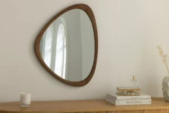Massiver Wandspiegel ORGANIC 65cm braun Walnussholz-Design