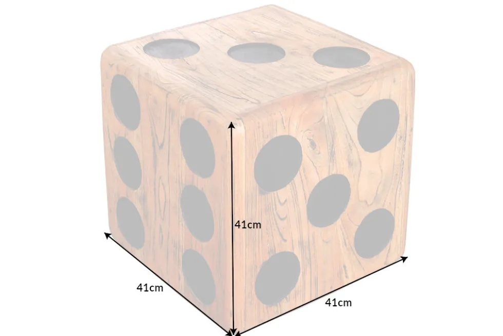 Massiver Würfelhocker CUBE 40cm natur Mindiholz Beistelltisch stapelbar