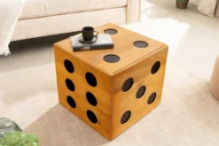 Massiver Würfel-Hocker CUBE 40cm natur Mangoholz Beistelltisch stapelbar