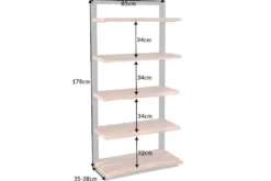 Massives Bücherregal MAMMUT 180cm Akazie schwarz fünf Regalböden