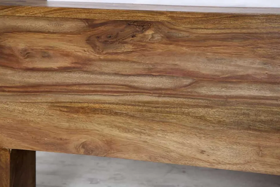 Massives Bett MAKASSAR 180x200cm braun Sheeshamholz stone finish