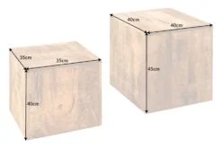 Massives 2er Set Beistelltisch CURACAO 45cm natur Mangoholz Würfel handmade Couchtisch