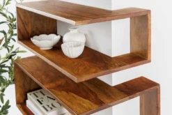 Massives 3er Set Wandregale SURREAL 65cm braun stone finish Außenecke Sheesham