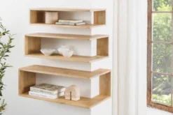 Massives 3er Set Wandregale SURREAL 65cm natur Außenecke Mangoholz