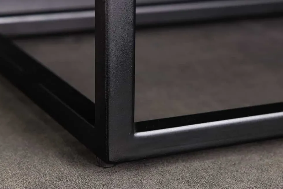 Massives Highboard ART 120cm braun Mangoholz 3D-Design schwarz Metall