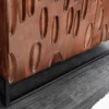 Massives Highboard DUNE 120cm walnuss-braun Akazienholz 3D-Design schwarz Metall