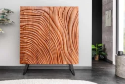 Massives Highboard FLUID 120cm walnuss-braun Akazienholz 3D-Design Kufengestell