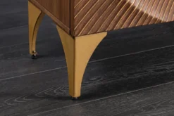 Massives Highboard GOLDEN SUNSET 120cm braun gold Mangoholz mit 3D Schnitzereien