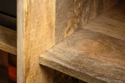 Massives Highboard LION 140cm weiß Mangoholz Metall 3D Schnitzereien Kunstwerk