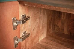 Massives Highboard MARRAKESCH 120cm Mangoholz mit Verzierung Boho Stil