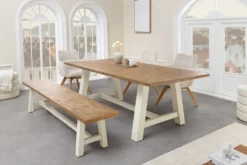 Massive Sitzbank HAMPTONS 200cm hellbraun creme Pinienholz