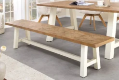 Massive Sitzbank HAMPTONS 200cm hellbraun creme Pinienholz