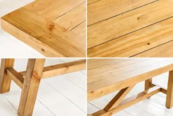 Massive Sitzbank RIVIERA 180cm natur recyceltes Pinienholz Landhaus-Stil