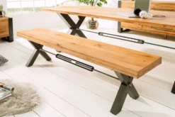 Massive Sitzbank THOR 180cm Wild Eiche geölt im Industrial Design
