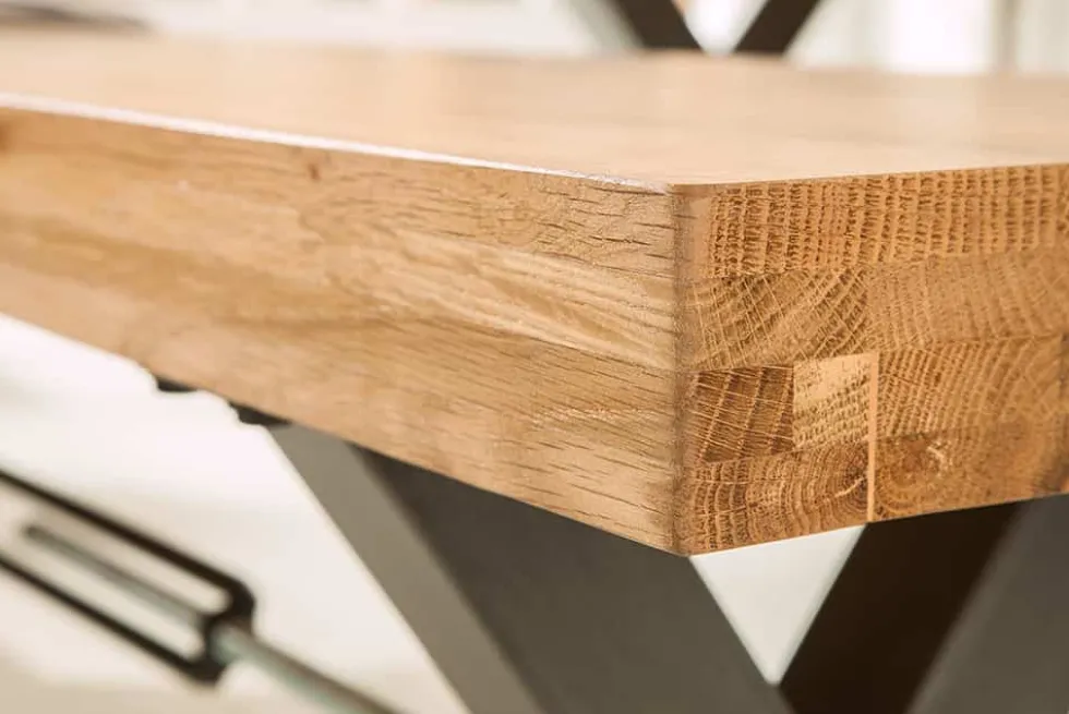 Massive Sitzbank THOR 180cm Wild Eiche geölt im Industrial Design
