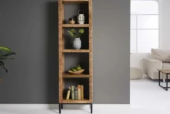Massives Regal IRON CRAFT 176cm Mangoholz Bücherregal vier Fächer Industrial Design