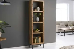 Massives Regal IRON CRAFT 176cm Mangoholz Bücherregal vier Fächer Industrial Design