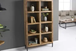 Massives Regal IRON CRAFT 176cm Mangoholz Bücherregal acht Fächer Industrial Design