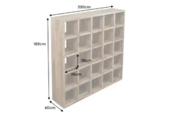 Massives Regal IRON CRAFT 200cm natur Mangoholz Bücherregal 25 Fächer