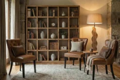 Massives Regal IRON CRAFT 200cm natur Mangoholz Bücherregal 25 Fächer