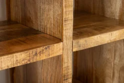 Massives Regal IRON CRAFT 200cm natur Mangoholz Bücherregal 25 Fächer