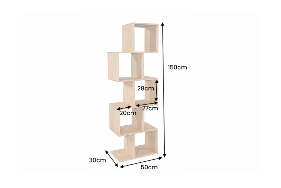 Massives Regal MAKASSAR 150cm natur cream finish Mangoholz einzigartige Maserung