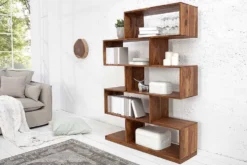 Massives Regal MAKASSAR XL 150cm braun Sheesham stone finish Bücherregal