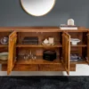 Massives Sideboard ART DECO 170cm braun smoke Mangoholz 3D-Front