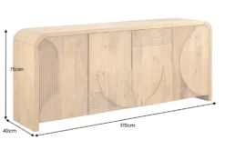 Massives Sideboard ART DECO 170cm cream finish beige Mangoholz abgerundet