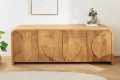 Massives Sideboard ART DECO 170cm cream finish beige Mangoholz abgerundet