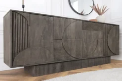 Massives Sideboard ART DECO 170cm grau Mangoholz 3D-Front