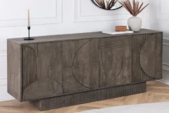 Massives Sideboard ART DECO 170cm grau Mangoholz 3D-Front