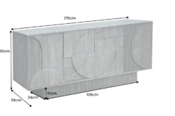 Massives Sideboard ART DECO 170cm grau Mangoholz 3D-Front