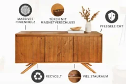 Massives Sideboard FINCA 150cm vintage braun recyceltes Pinienholz