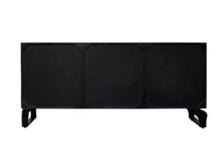 Massives Sideboard FOREST 160cm schwarz braun Mangoholz sechs Fächer 3D-Front