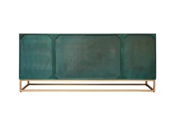 Massives Sideboard GOLDEN LAGOON 180cm türkis gold Mangoholz Metall 3D-Front