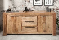 Massives Sideboard IRON CRAFT 175cm Mangoholz Kommode mit Schubladen Handarbeit