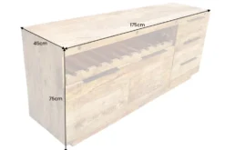 Massives Sideboard IRON CRAFT 175cm natur Mangoholz mit Schubladen Weinregal